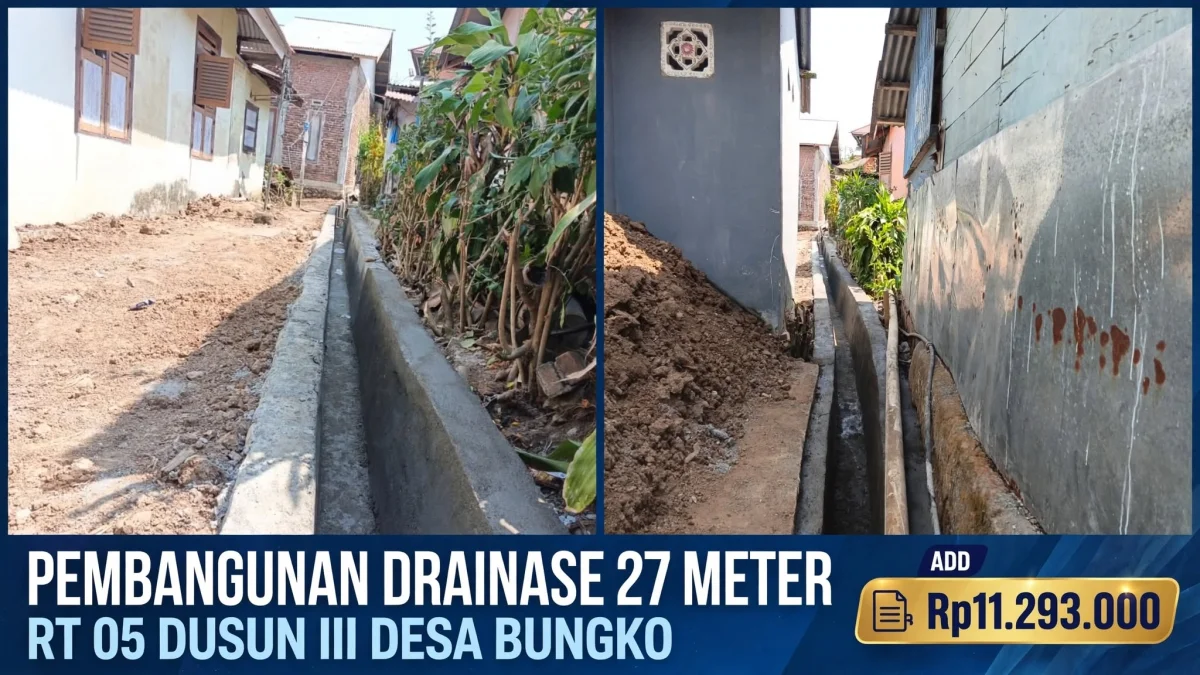 Atasi Genangan, Pemdes Bungko Bangun Drainase 27 Meter di Dusun III